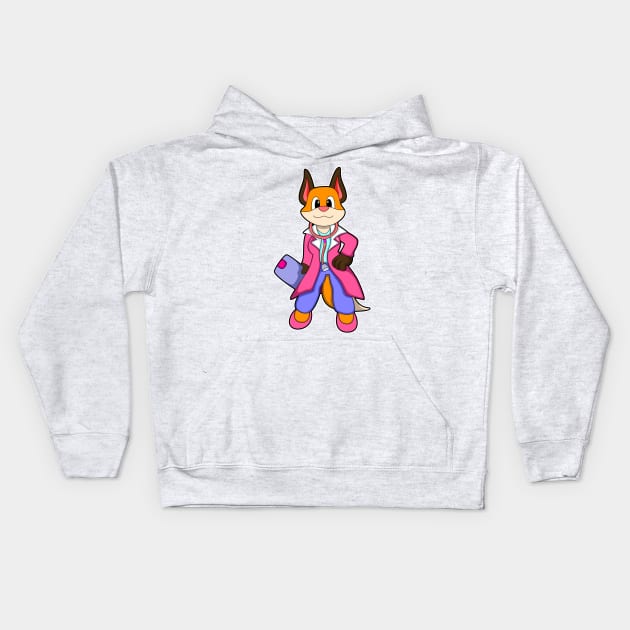 Fox as Doctor with Stethoscope Kids Hoodie by Markus Schnabel